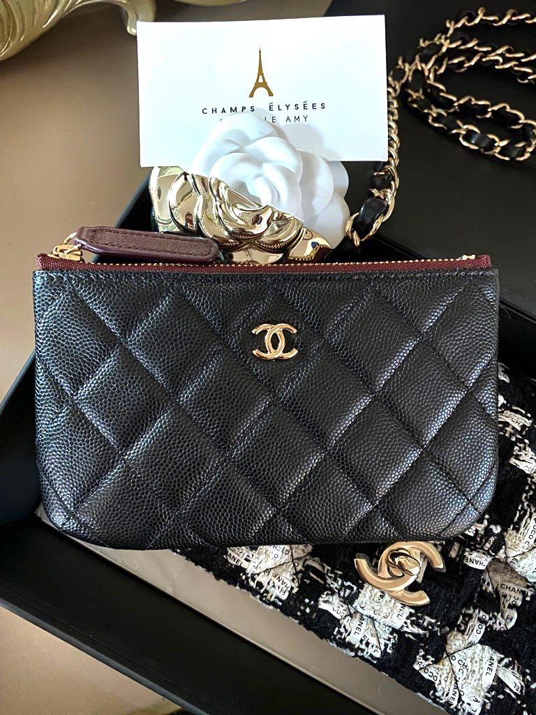 CHANEL 23S Lt Beige Caviar Small O-Case Pouch GHW *New